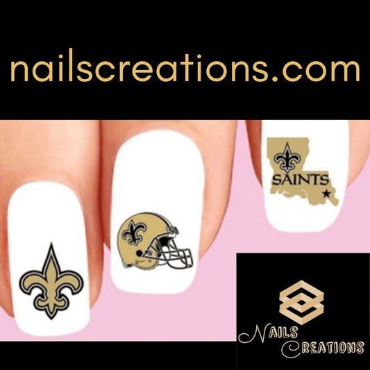 New Orleans Saints Football Assorted Nail Decals Stickers Waterslide Nail Art Design - Nails Creations