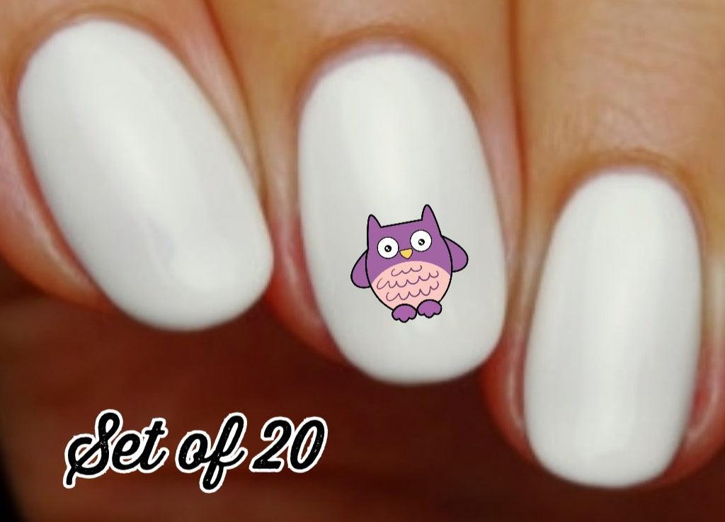 Owl Nail Decals Stickers Water Slides Purple Nail Art - Nails Creations