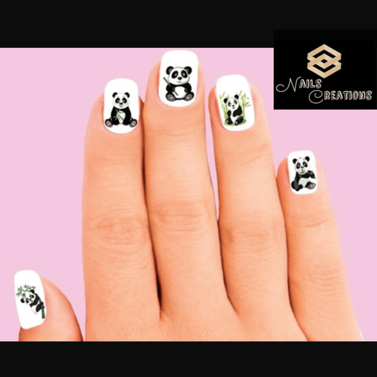Panda with Bamboo Assorted Set of 20 Waterslide Nail Decals - Nails Creations