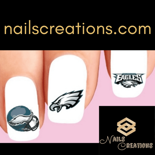 Philadelphia Eagles Football Assorted Nail Decals Stickers Waterslide Nail Art Design - Nails Creations