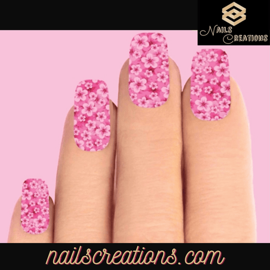 Pink Cherry Blossoms Set of 10 Waterslide Full Nail Decals - Nails Creations