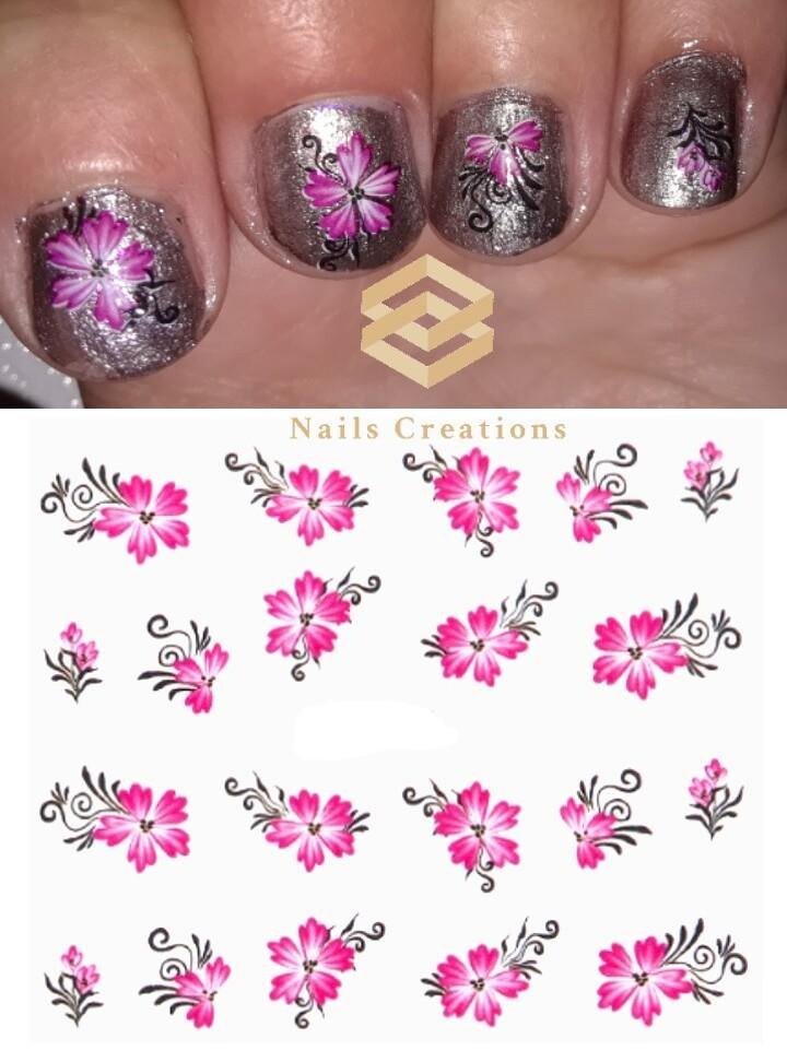 Pink Lily Nail Decals Stickers Water Slides Nail Art - Nails Creations