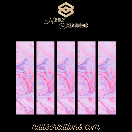 Pink Marble X-Long Full Waterslide Nail Decals - Abstract Design - Nails Creations