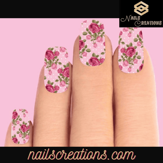 Pink Roses Set of 10 Waterslide Full Nail Decals - Nails Creations
