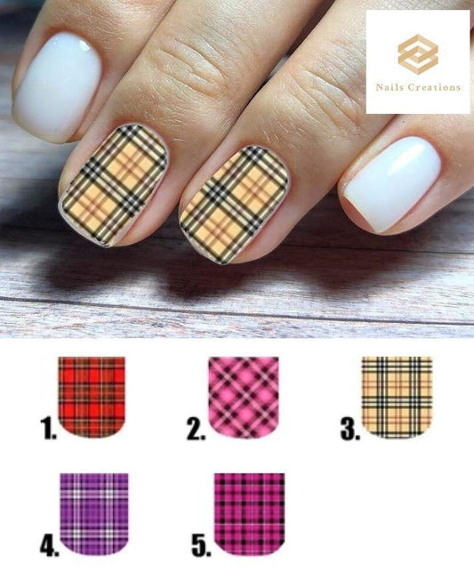 Plaid Full Nail Decals Stickers Water Slides Nail Art - Nails Creations