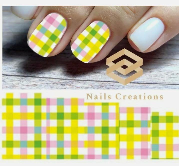 Plaid Nail Art Water Transfer Decals Stickers Full Nails Water Slides - Nails Creations
