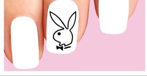 Playboy Bunny Outline Set of 20 Waterslide Nail Decals - Nails Creations