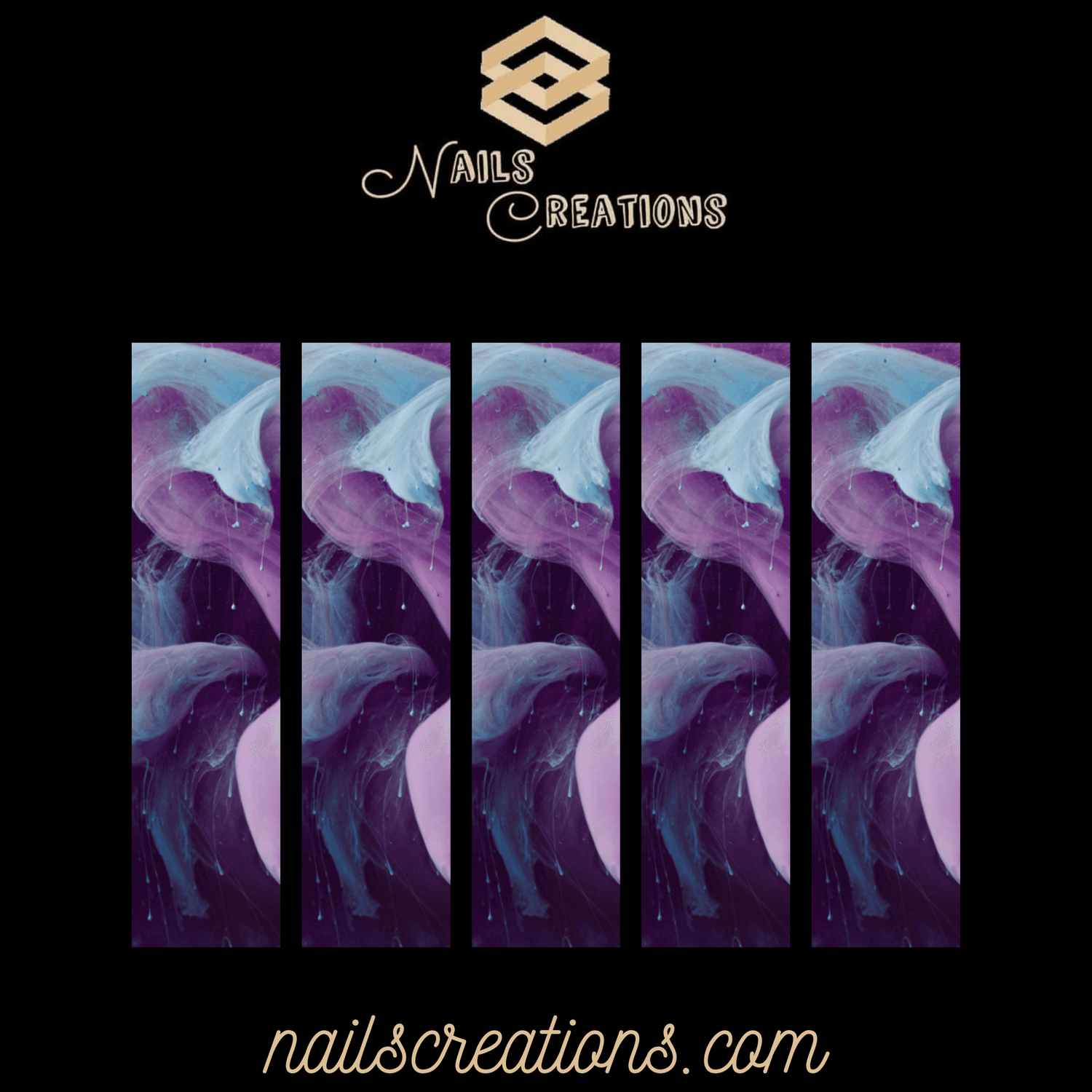 X-Long Full Waterslide Nail Decals - Abstract Design - Nails Creations