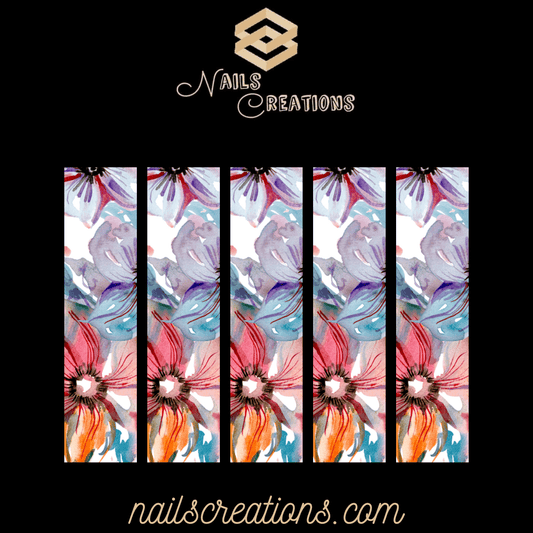 Floral X-Long Full Waterslide Nail Decals - Abstract Design - Nails Creations