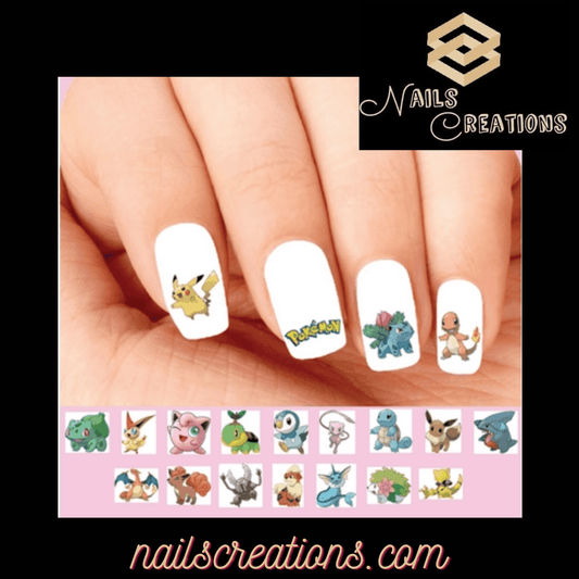 Pokemon Assorted Set of 20 Waterslide Nail Decals - Nails Creations