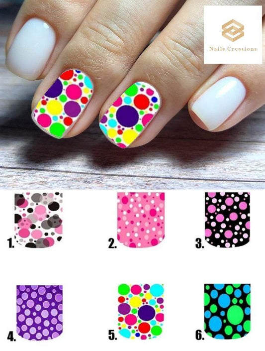 Polka Dots Full Nail Decals Stickers Water Slides Nail Art - Nails Creations