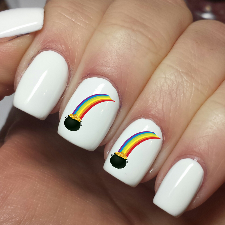 Pot of Gold Rainbow Nail Art Decals Stickers - Waterslide - Nails Creations