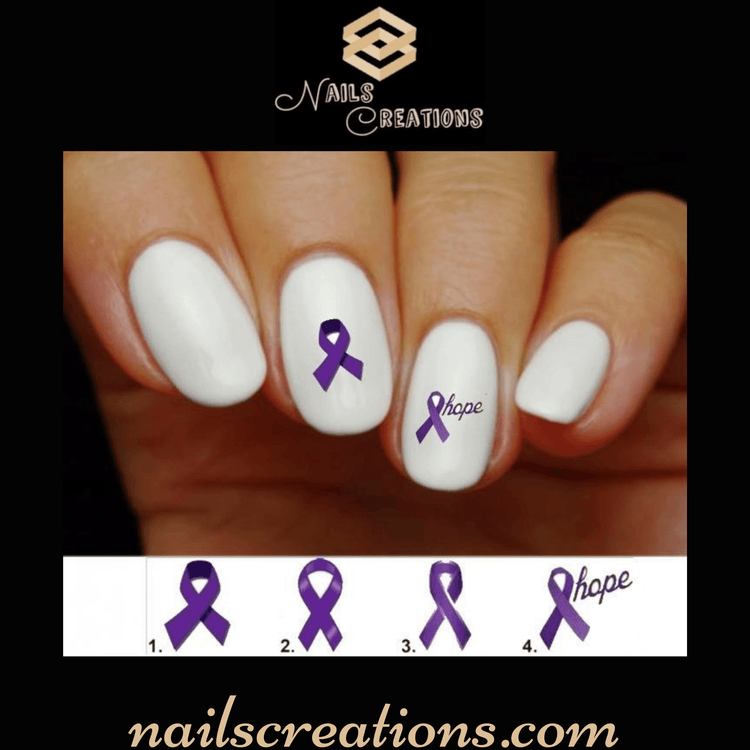 Purple Awareness Ribbon Nail Decals Stickers Water Slides Nail Art - Nails Creations