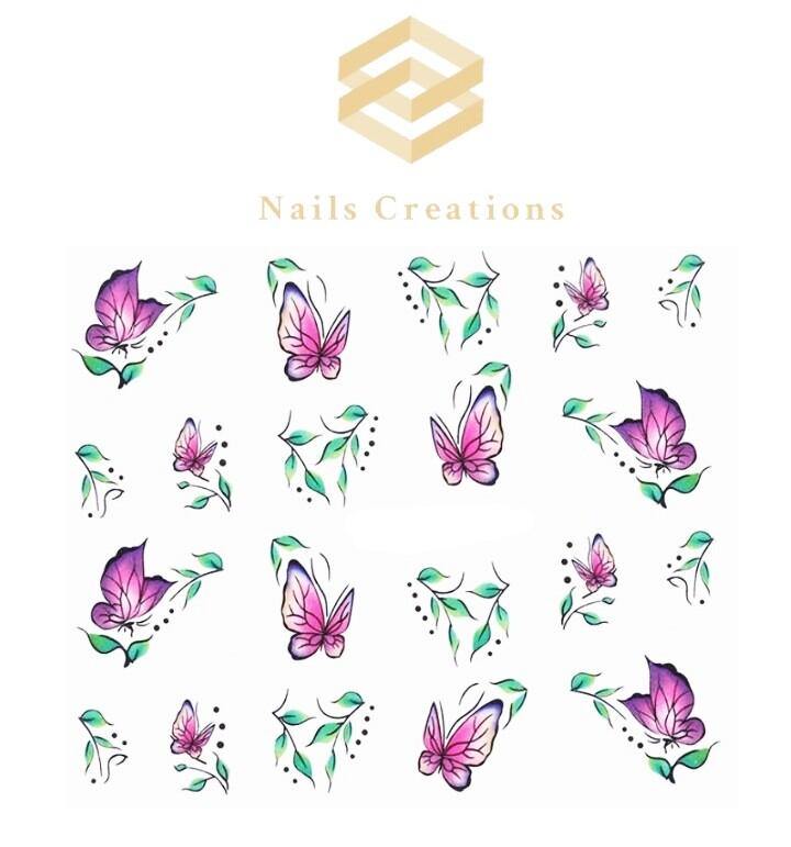 Purple Butterflies Nail Decals Stickers Water Slides Nail Art - Nails Creations