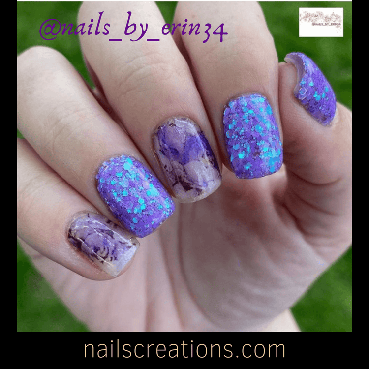 Purple Flowers Nail Art Water Transfer Decals Stickers Full Nails Water Slides - Nails Creations