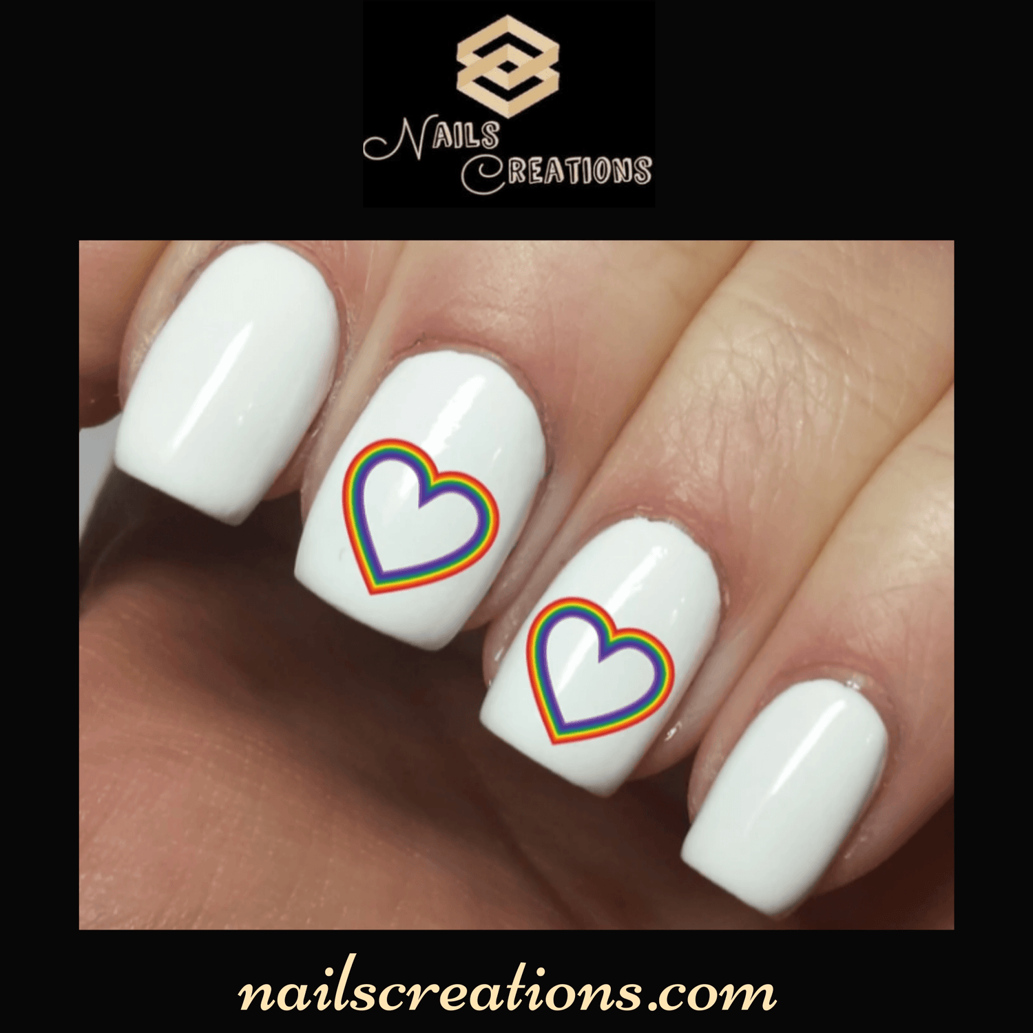 Rainbow Heart Waterslide Nail Art Decals - Nails Creations