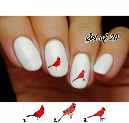 Red Cardinal Nail Decals Stickers Water Slides Nail Art - Nails Creations