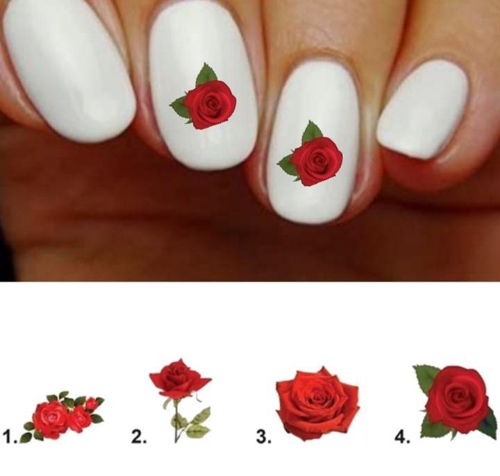 Red Rose Nail Decals Stickers Water Slides Nail Art - Nails Creations