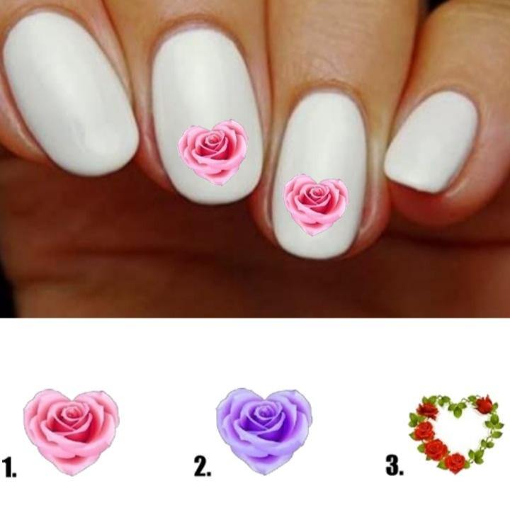 Rose in Heart Nail Decals Stickers Water Slides Nail Art - Nails Creations