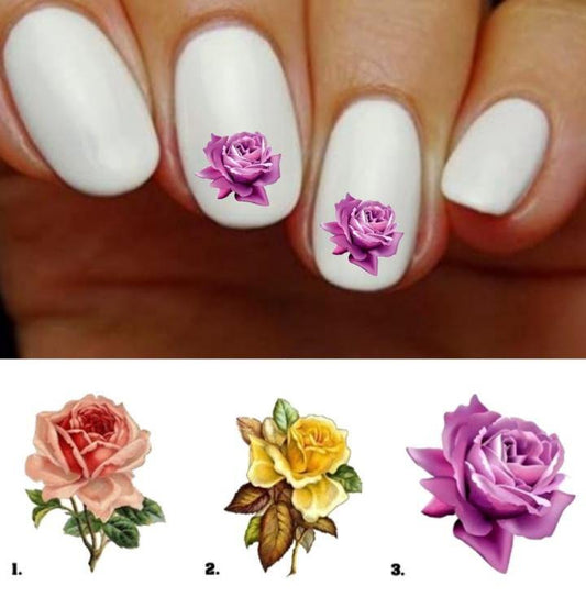 Rose Nail Decals Stickers Flowers Water Slides Nail Art - Nails Creations