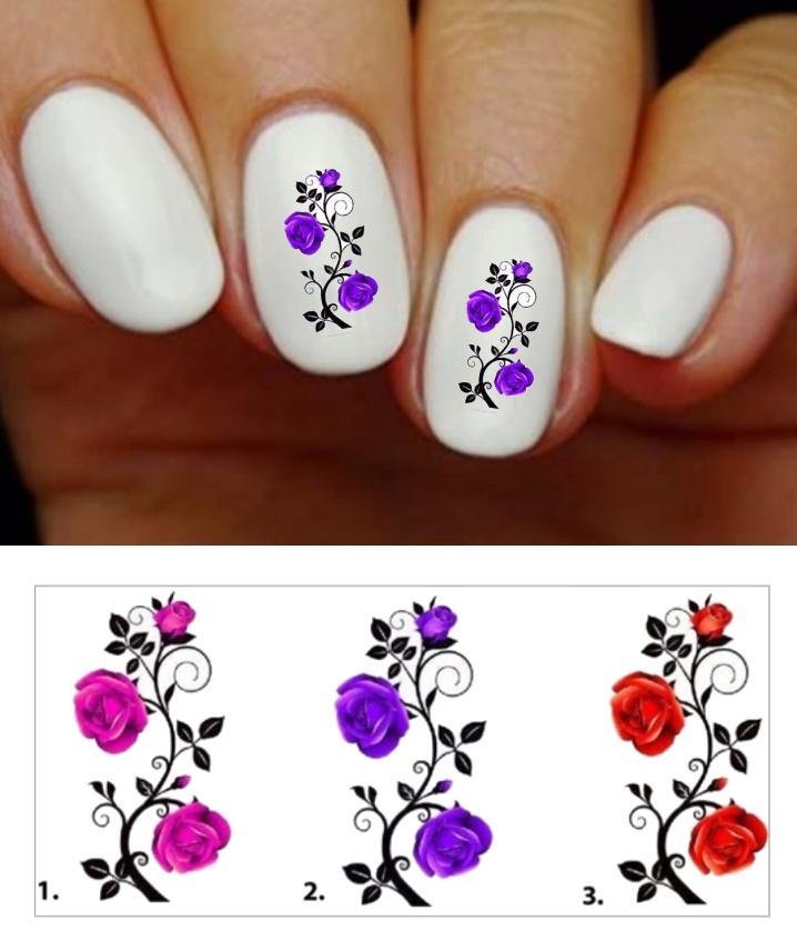 Roses with Vines Nail Decals Stickers Water Slides Nail Art - Nails Creations