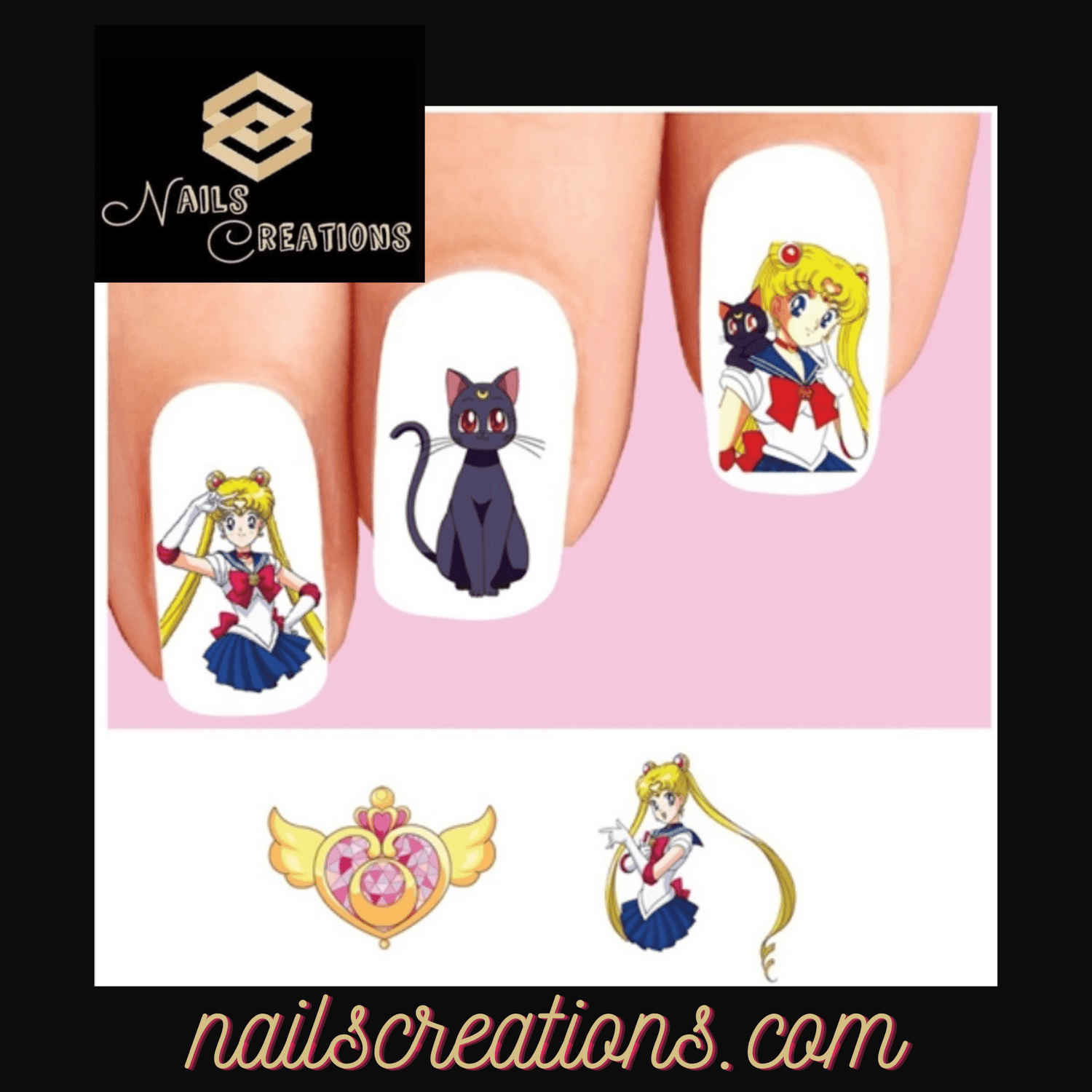 Sailor Moon and Luna Assorted Nail Tattoo Water Slide Decals - Nails Creations