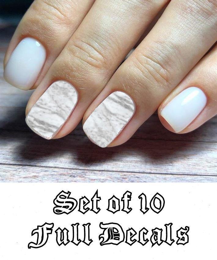 Set Light Grey Marble Full Nail Decals Stickers Water Slides Nail Art - Nails Creations