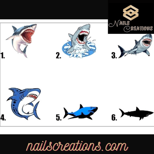 Shark Set of 20 Waterslide Nail Decals - Nails Creations