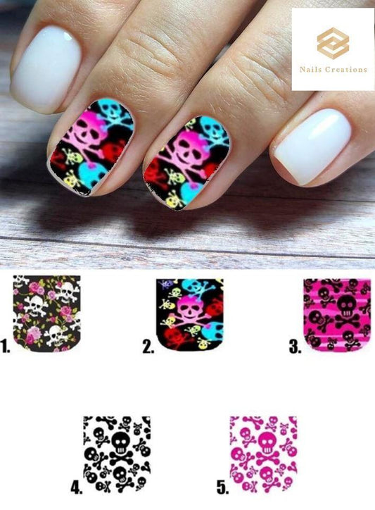 Skulls Full Nail Decals Stickers Water Slides Nail Art - Nails Creations