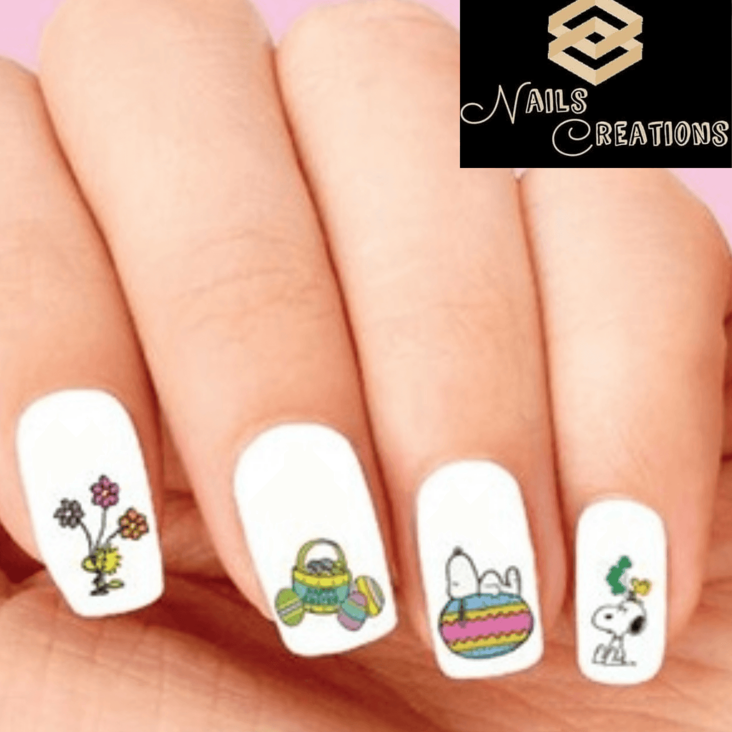 Snoopy Woodstock Happy Easter Eggs AssortedSet of 20 Waterslide Nail Decals - Nails Creations