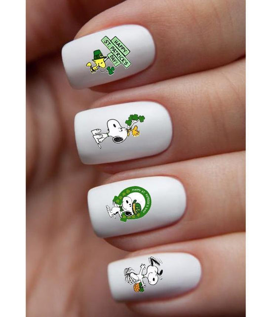 Snoopy Woodstock Happy St Patricks Day Assorted Waterslide Nail Decals - Nails Creations