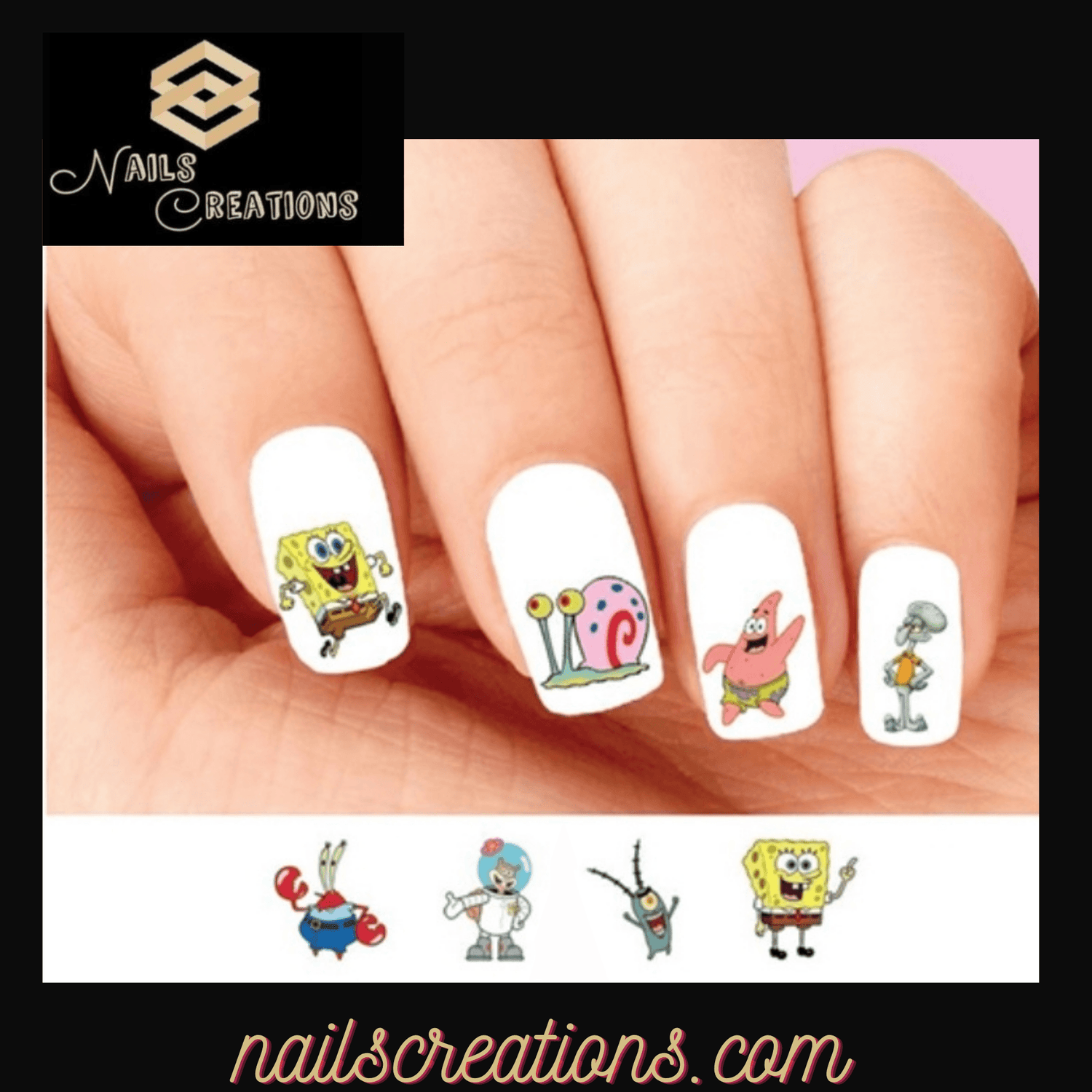 Spongebob and friends Assorted Nail Tattoo Water Slide Decals - Nails Creations