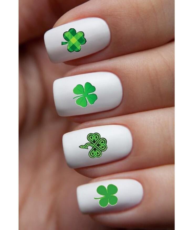 St Patricks Day Shamrocks Assorted Waterslide Nail Decals - Nails Creations
