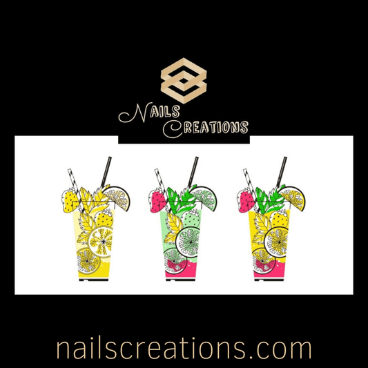Summer Drinks Cocktails Assorted Waterslide Full Nail Decals - Nails Creations