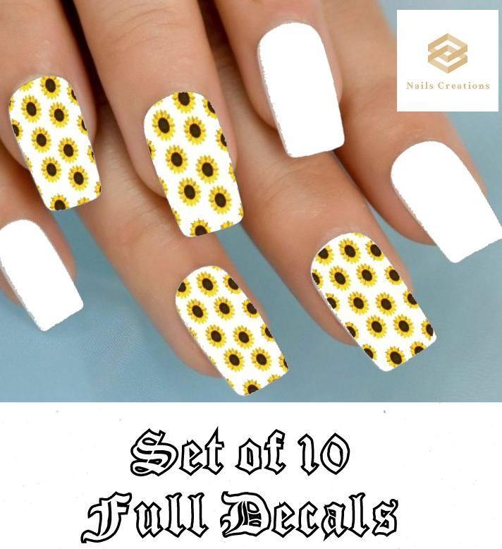 Sunflowers Full Nail Decals Stickers Water Slides Nail Art - Nails Creations
