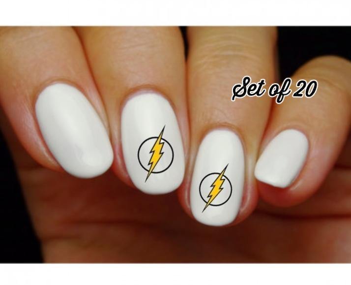 The Flash Lightning Bolt Nail Decals Stickers Water Slides Nail Art - Nails Creations