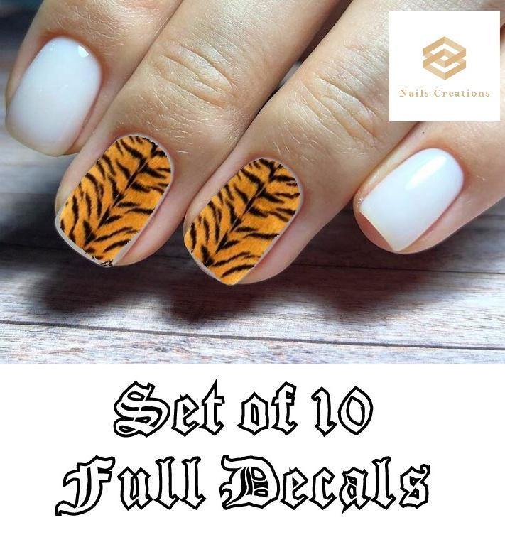 Tiger Stripes Full Nail Decals Stickers Water Slides Nail Art - Nails Creations
