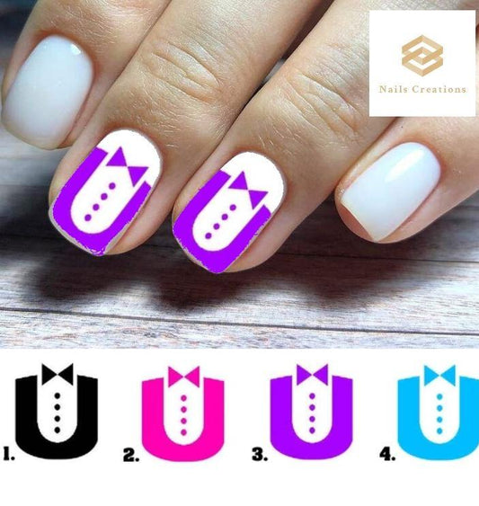 Tuxedo Full Nail Decals Stickers Water Slides Nail Art - Nails Creations