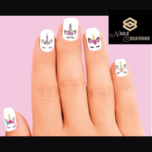 Unicorn Faces Assorted Set of 20 Waterslide Nail Decals - Nails Creations