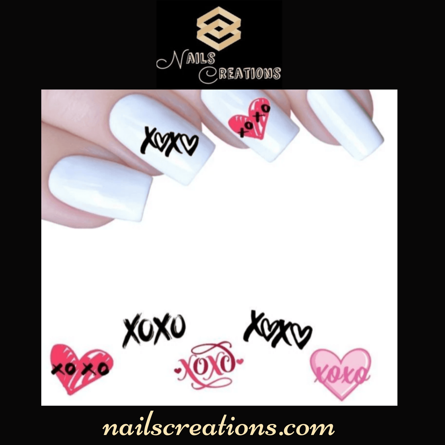 Valentine's Love XoXo Nail Art Water Slides Decals Assorted - Nails Creations