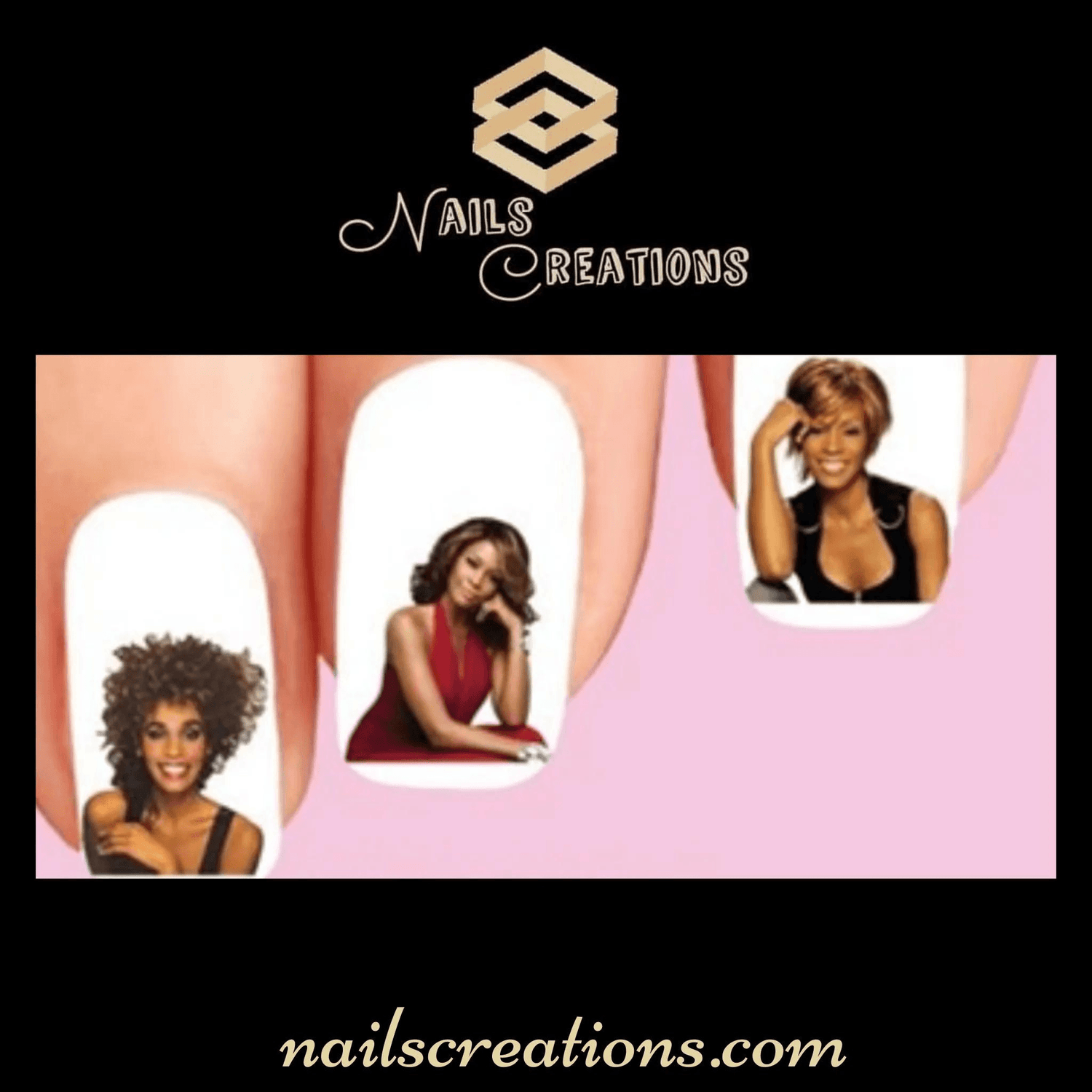 Whitney Houston Assorted Waterslide Nail Decals - Nails Creations