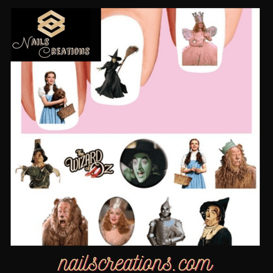Wizard of Oz Dorothy Tinman Lion Witch Assorted Set of 20 Waterslide Nail Decals - Nails Creations