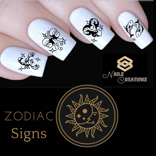 Zodiac Signs Astrology Waterslide Nail Decals Set of 20 - Nails Creations